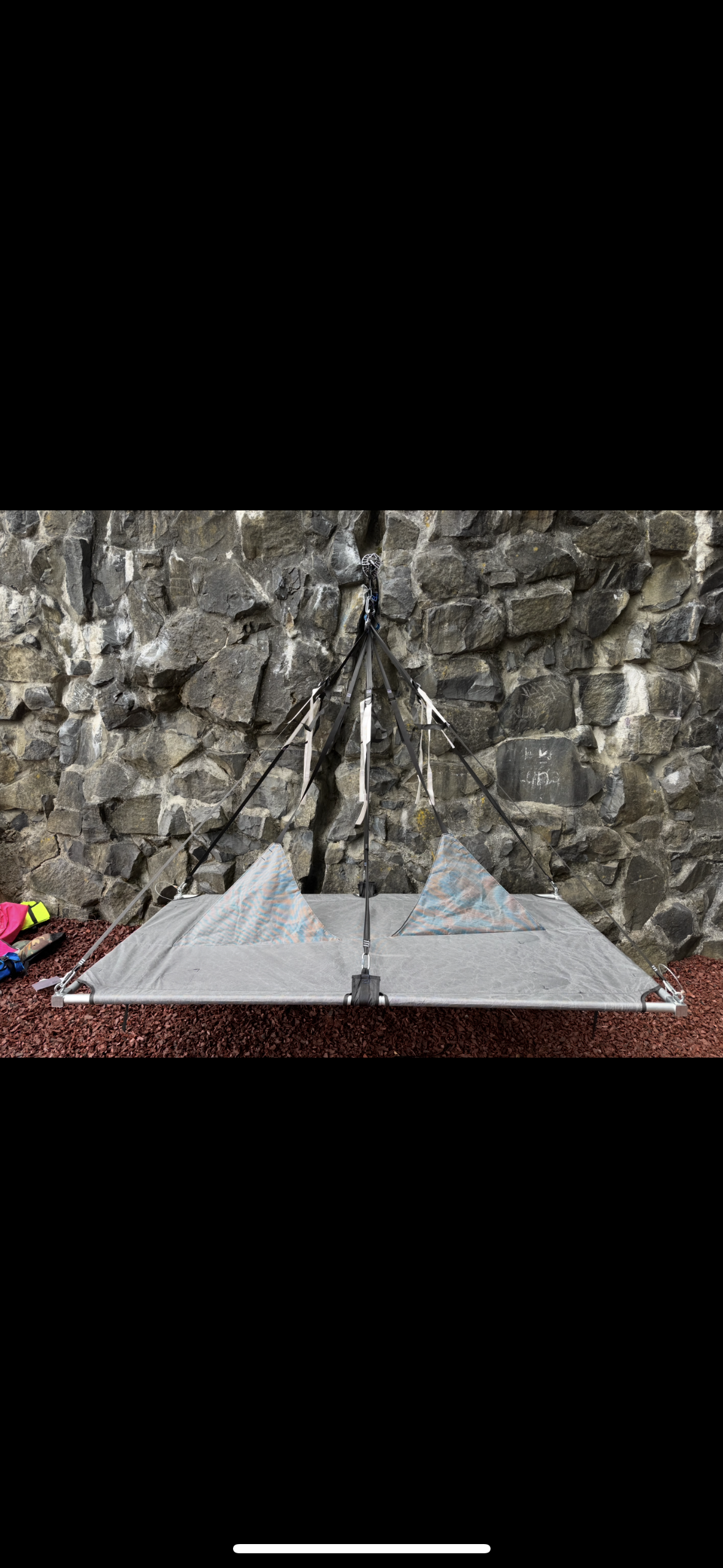 Load video: Alpine Double ULTRA portaledge setup on cliffside — $2,300 giveaway prize from High Mountain Gear.