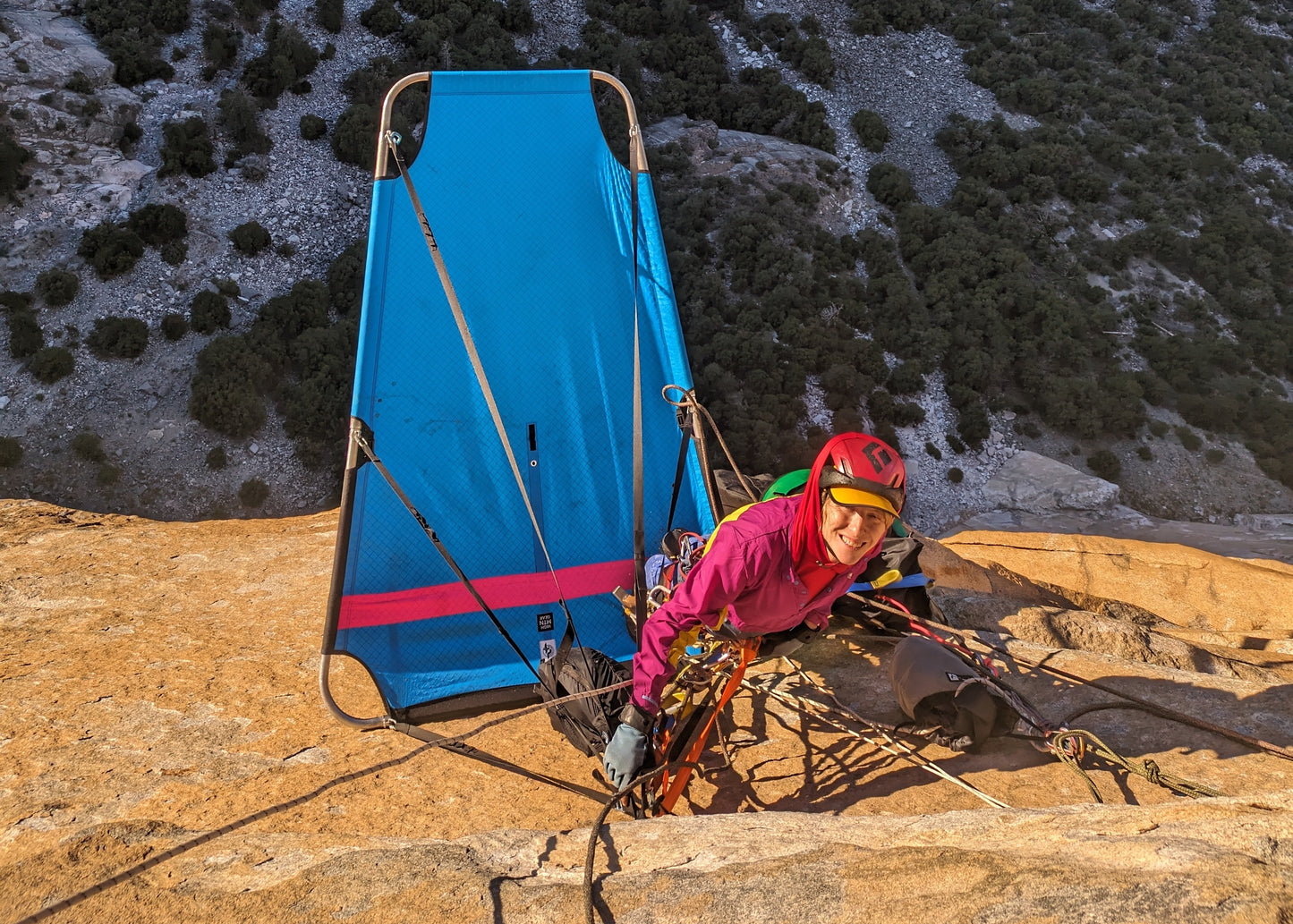 D4 Delta 2-Person Portaledge on El Cap, blue fly